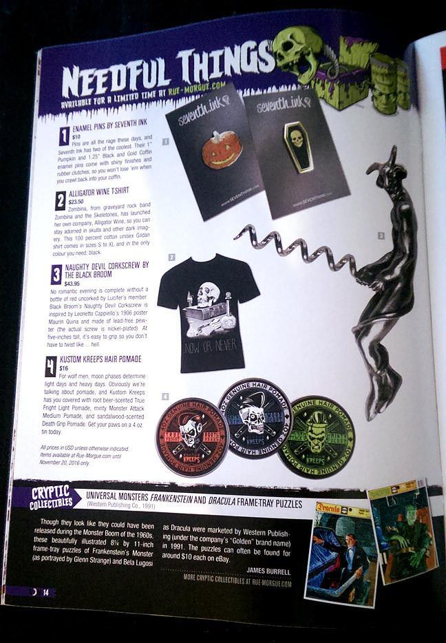 Featured product in Rue Morgue magazine!