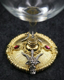 Baphomet Wine Glass - Gold-Plated with Red Stones - The Black Broom