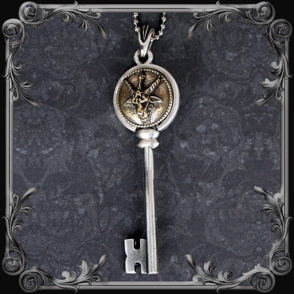 Baphomet Key Pendant - Partial Antique Brass Finish – The Black