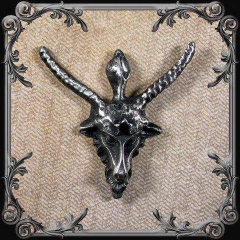 Baphomet Lapel Pin with Black Rhinestone - The Black Broom