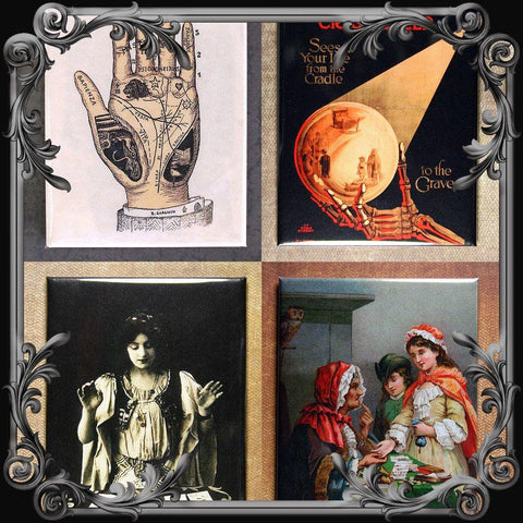 Set of 4 Fortune Telling Themed Fridge Magnets - The Black Broom