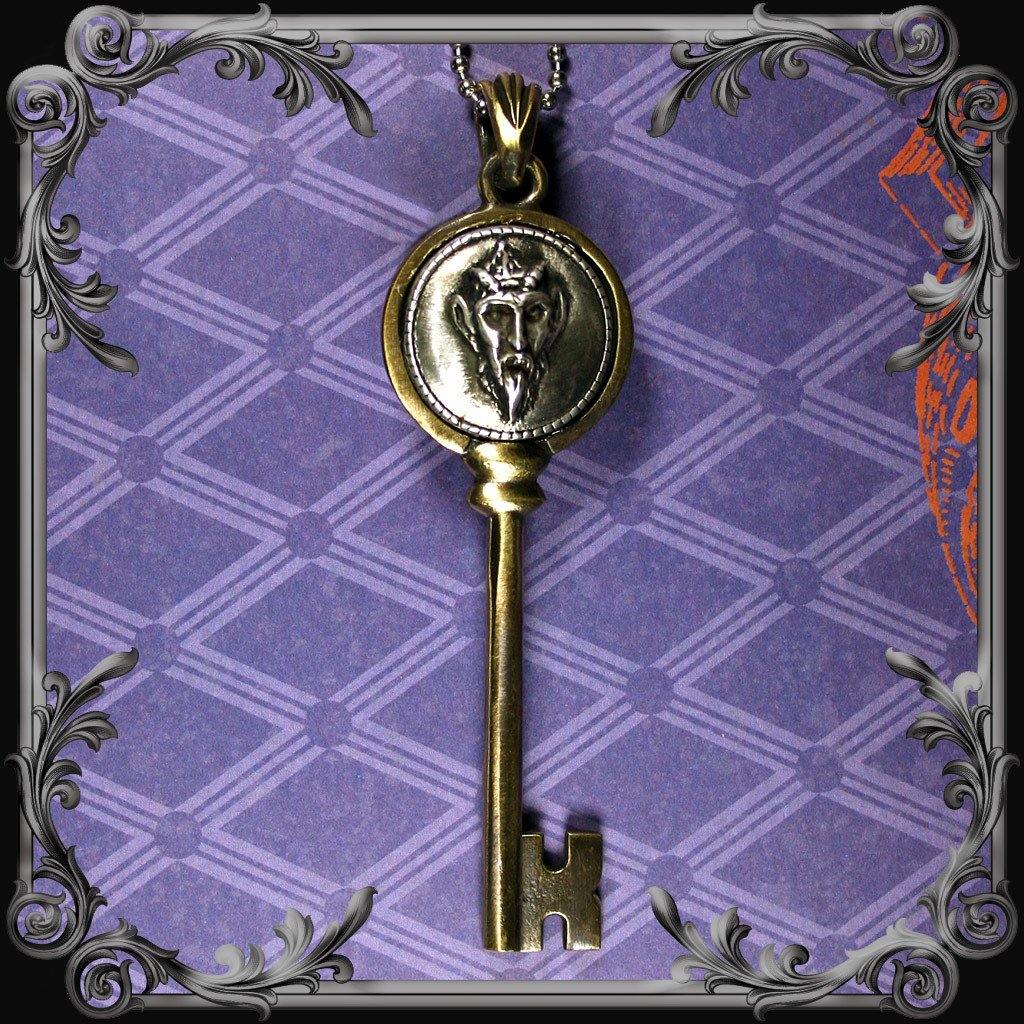Krampus Key Pendant - Antique Brass Finish - The Black Broom