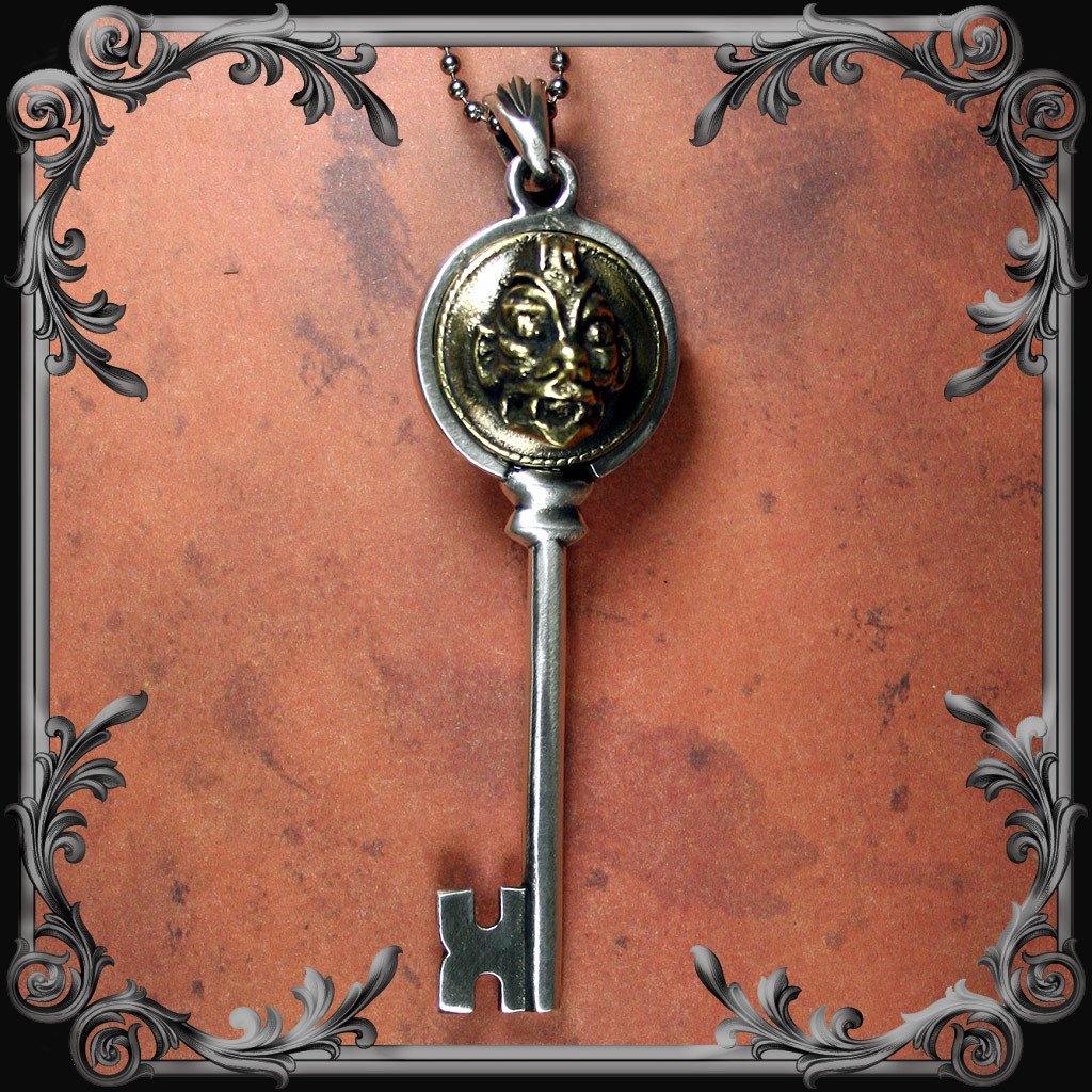 Pazuzu Key Pendant - Partial Antique Brass Finish - The Black Broom