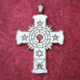 Rose Cross Necklace Silver-Plated with Red Inlay - The Black Broom
