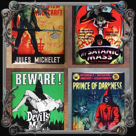 Set of 4 Satanic Themed Fridge Magnets - The Black Broom