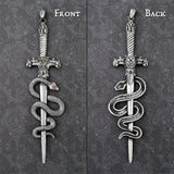 Sword and Serpent Pendant - Red Rhinestones - The Black Broom