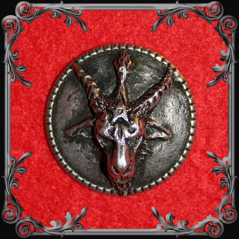 Pair of Baphomet Buttons - The Black Broom