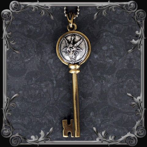 Baphomet Key Pendant - Antique Brass Finish - The Black Broom