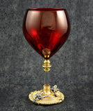 Baphomet Red Wine Glass - Gold-Plated with Black & Red Stones - The Black Broom