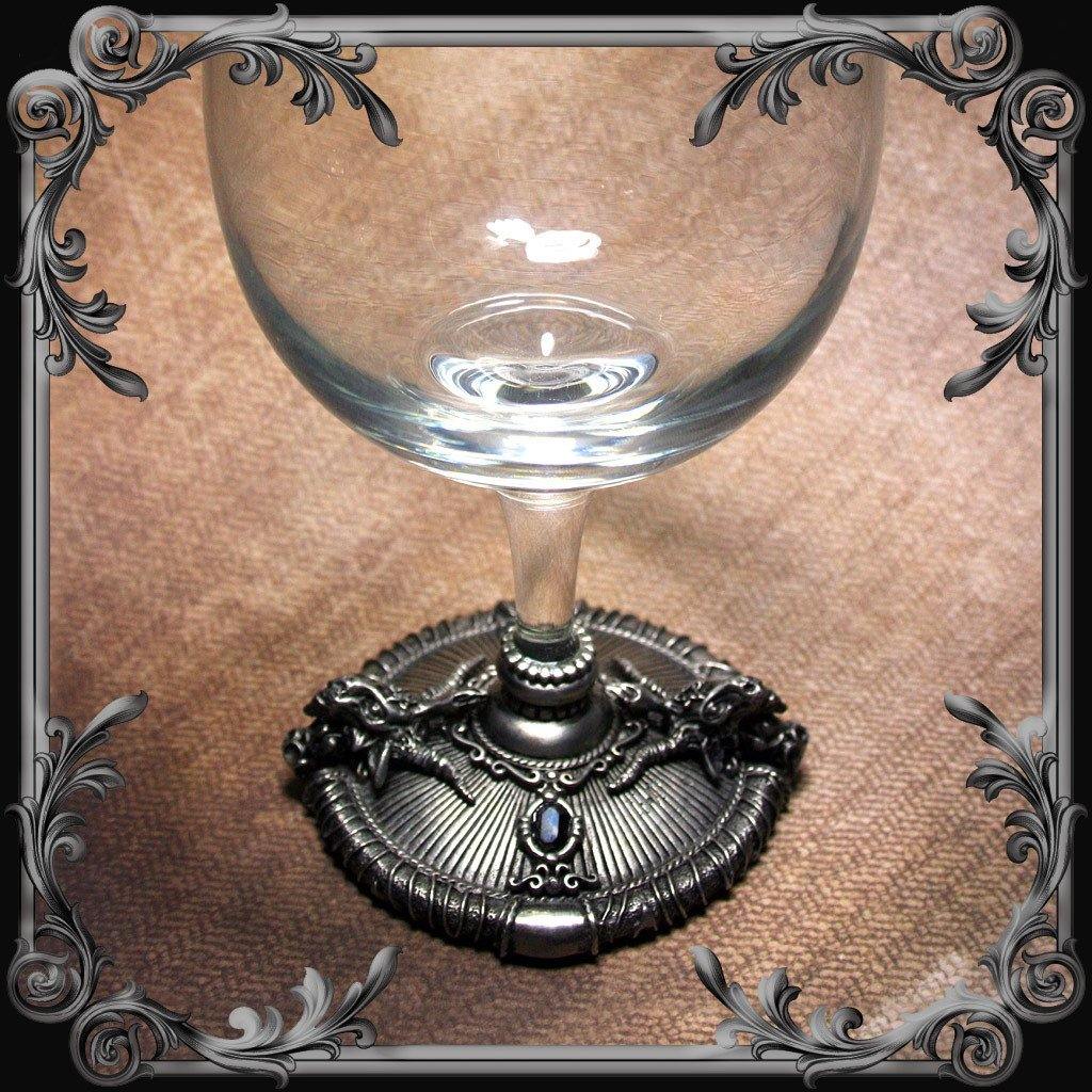 Baphomet Wine Glass with Black Stones - The Black Broom