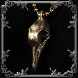 Bird Skull Pendant - Medium - Antique Brass Finish - The Black Broom