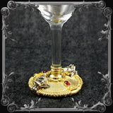 Devil Wine Glass - Gold-Plated with Red Stones - The Black Broom