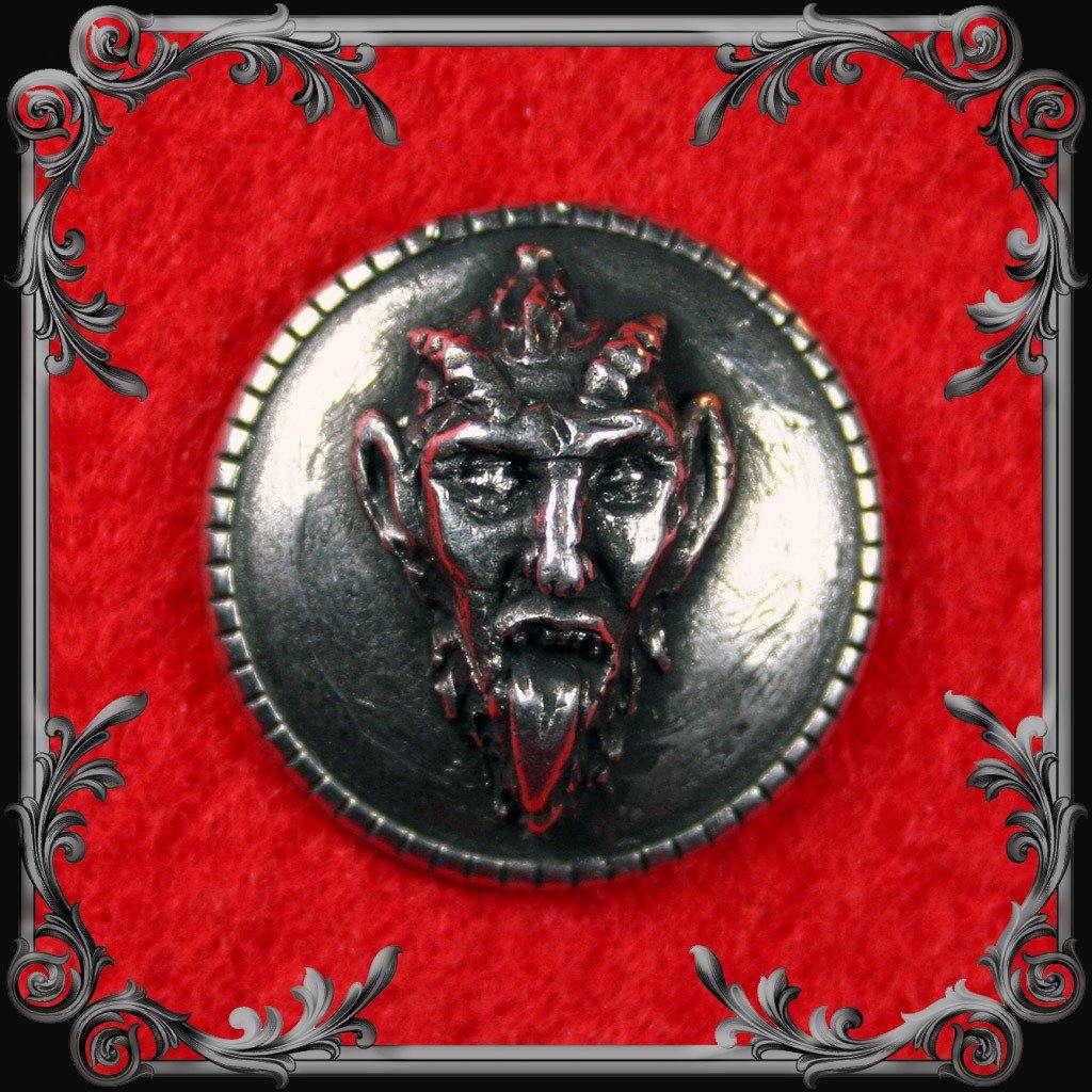 Pair of Krampus Buttons - The Black Broom