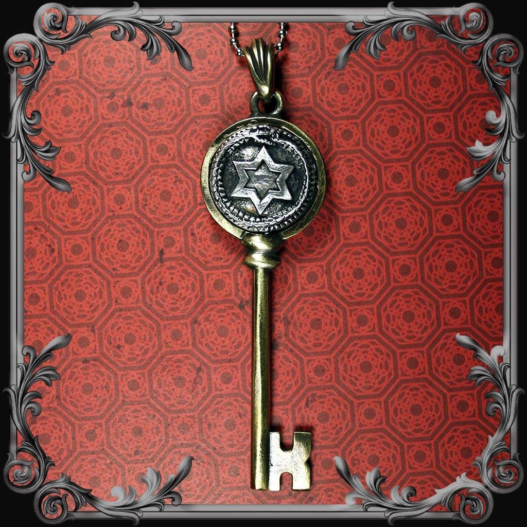 Ouroboros Key Pendant - Antique Brass Finish - The Black Broom