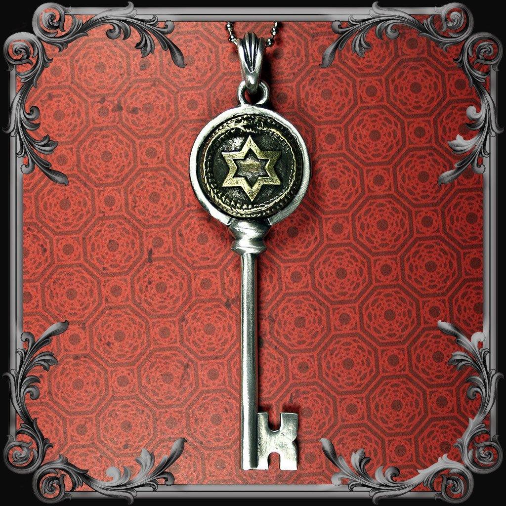 Ouroboros Key Pendant - Partial Antique Brass Finish - The Black Broom