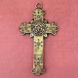 Rose Cross Plaque - Antique Brass Finish - The Black Broom