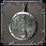 Santa Muerte Medallion Necklace - Large - The Black Broom