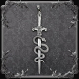 Sword and Serpent Pendant - Black Rhinestones - The Black Broom